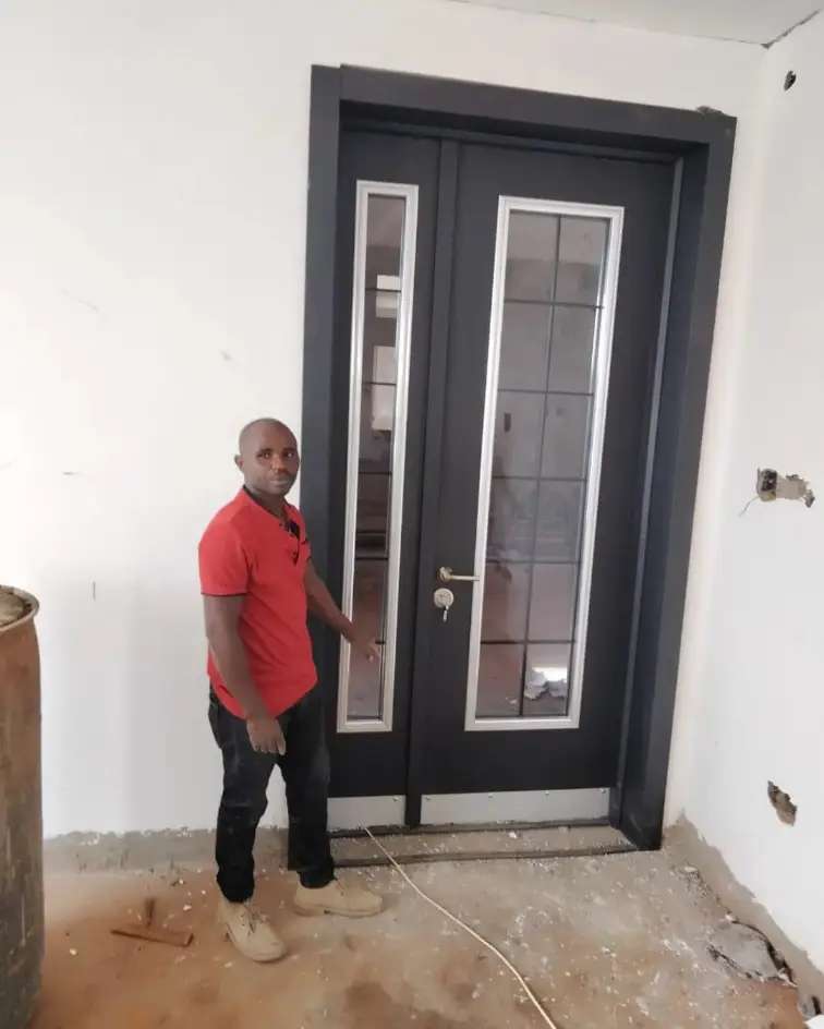 anthracic  black French door installed in a luxury home in Tatu City Kenya